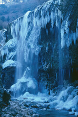 marmore waterfall, the frozen last jump in winter