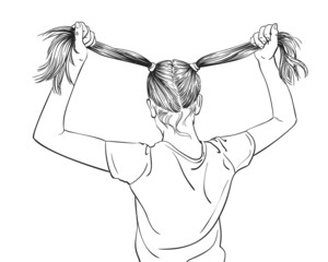 girl long hair vector sketch