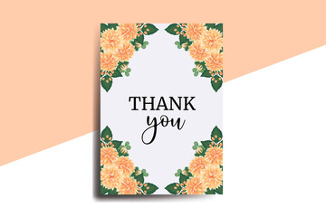 Thank you card Greeting Card Orange Dahlia Flower Design Template