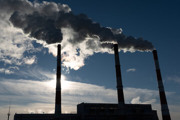 smoke pipe CHP sky emissions coal heating