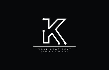 Initial K letter logo design with black background
