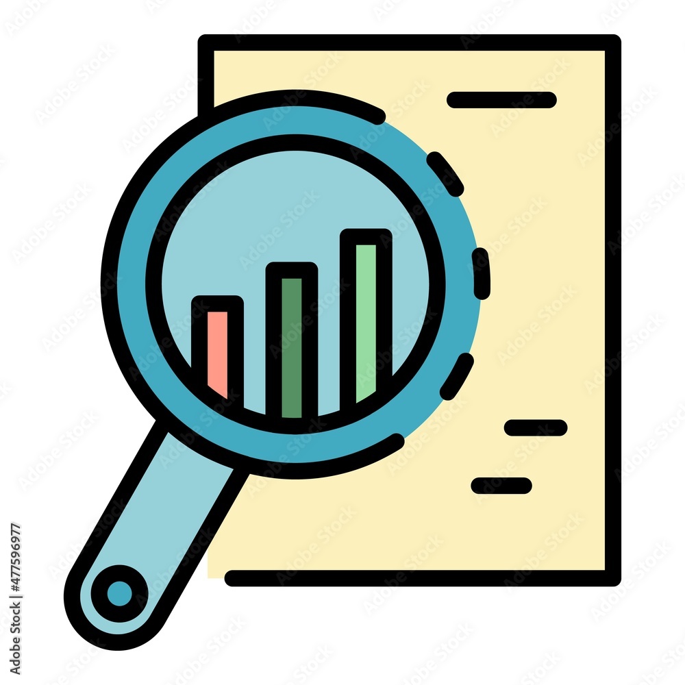 Poster graph chart report icon. outline graph chart report vector icon color flat isolated