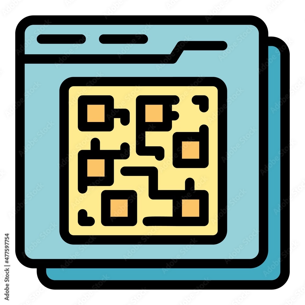 Wall mural Qr code icon. Outline qr code vector icon color flat isolated - Wall murals