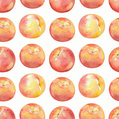 Watercolor seamless peach pattern isolated on white background.For fabrics,prints.