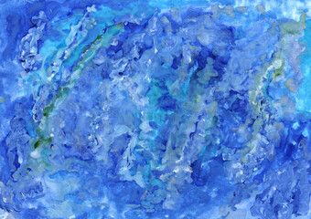 abstract textural background with blue and green paint branchy cracks with black divorces