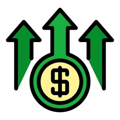 Raise money icon. Outline raise money vector icon color flat isolated