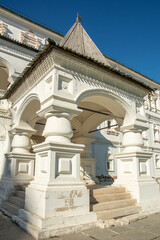 view of the 11th century Ryazan Kremlin with  the Ryazan prince Oleg Ivanovich's Palace, once housed the living chambers of the Ryazan bishops, their home church, brotherly cells, Russia