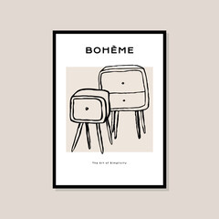 Abstract boho style art prints poster for wall art collection