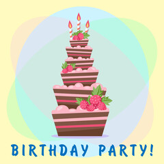 Birthday cake. Tiered cake with candles