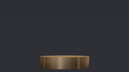 minimal gold stand on black background, 3d render, copy space