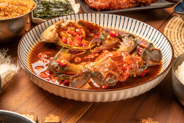
Korean Soy Sauce Pickled Crab, Fresh raw crabs marinated in a mild soy sauce, Ganjang Gejang...