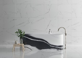 Bathroom with marble bathtub