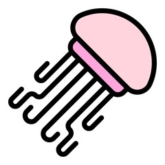 Sea jellyfish icon. Outline sea jellyfish vector icon color flat isolated