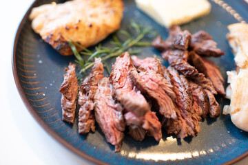 Weight loss concept, healthy nutrition diet, meat and fat adapted diet, low-carb.