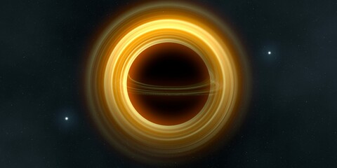 Black hole in deep space. Astronomical massive object. Hot plasma ring and event horizon. Plasma accretion disk. © Jakub