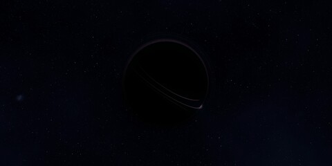 Black hole in deep space. Astronomical massive object. Hot plasma ring and event horizon. Plasma accretion disk. © Jakub