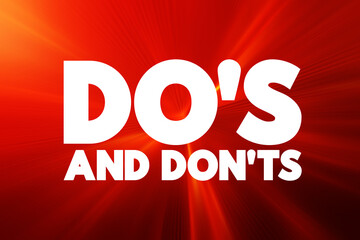 Do's And Don'ts text quote, concept background.