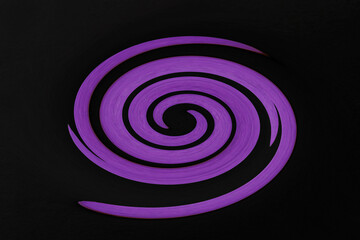 Circular illustration of lilac colored sphere on black background. Artistic rendering created.