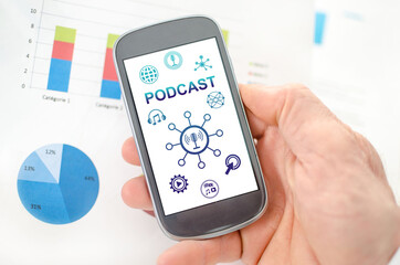 Podcast concept on a smartphone