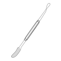 Freehand sketchy line art of dental instrument silhouette. Medical instruments. Isolated vector illustration.