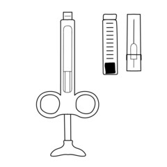Freehand sketchy line art of dental instrument silhouette. Medical instruments. Isolated vector illustration.