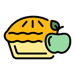 Home apple pie icon. Outline home apple pie vector icon color flat isolated