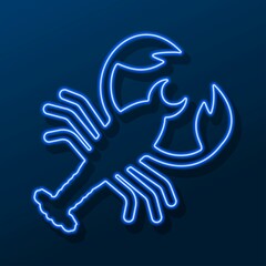 zodiac cancer neon sign, modern glowing banner design, colorful modern design trend. Vector illustration.