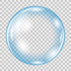 Fototapeta na wymiar Transparent Circle Soap Bubble Icon on Grey Checkered Background