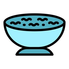 Soup bowl icon. Outline soup bowl vector icon color flat isolated