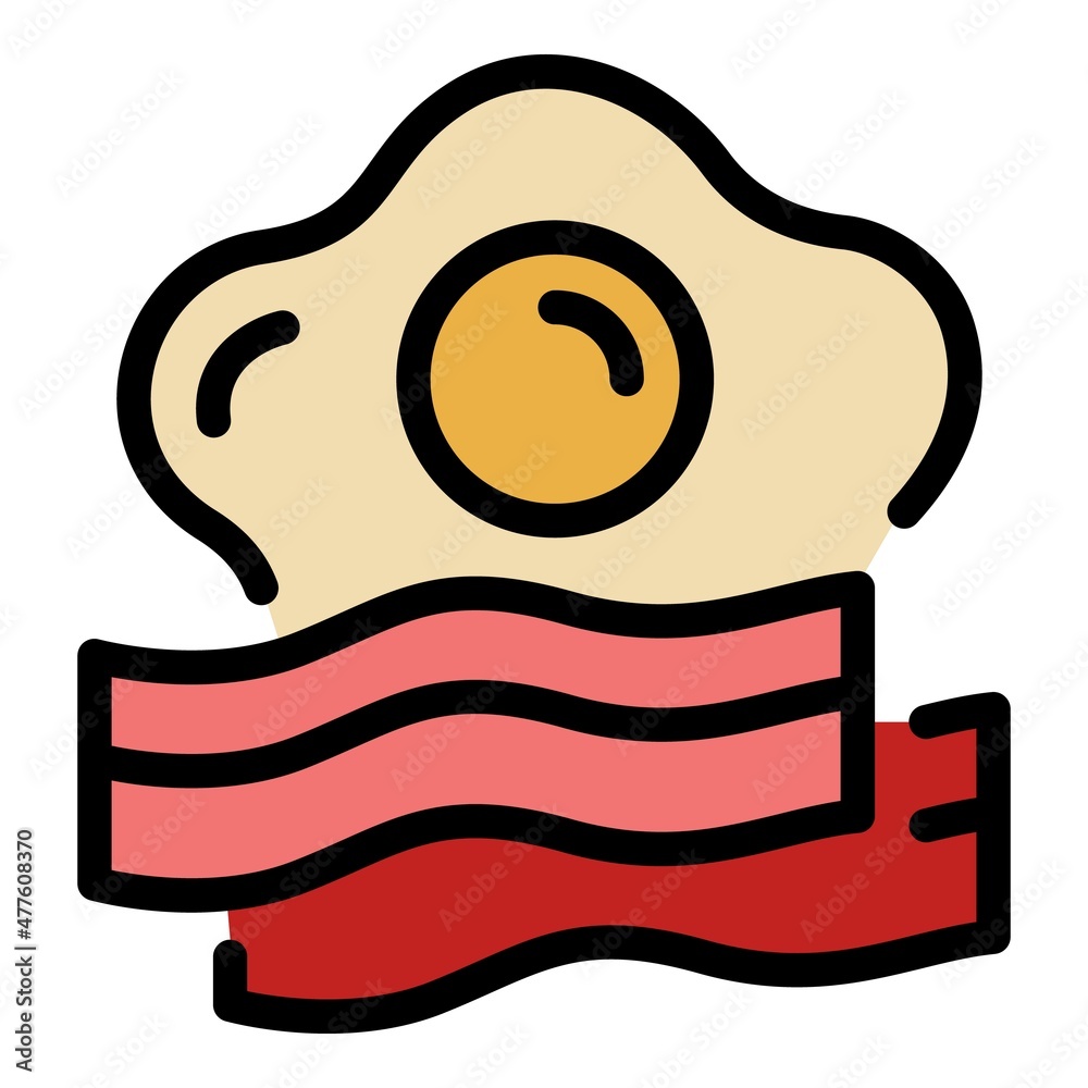 Canvas Prints Egg bacon icon. Outline egg bacon vector icon color flat isolated - Canvas Prints