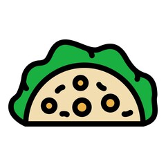 Taco food icon. Outline taco food vector icon color flat isolated
