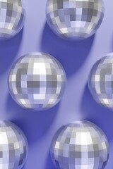 3d render of festive shiny dico balls pattern