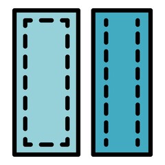 Sew material icon. Outline sew material vector icon color flat isolated
