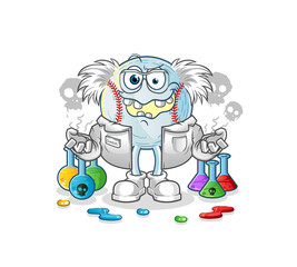 baseball mad scientist illustration. character vector