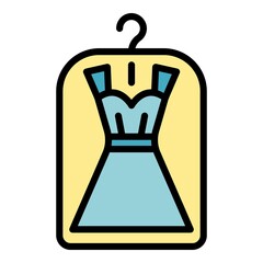 New dress icon. Outline new dress vector icon color flat isolated