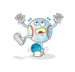 baseball hiten by bowling cartoon. cartoon mascot vector