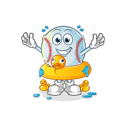 baseball with duck buoy cartoon. cartoon mascot vector