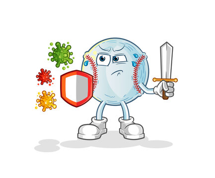 baseball against viruses cartoon. cartoon mascot vector