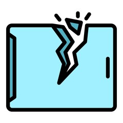 Broken tablet icon. Outline broken tablet vector icon color flat isolated