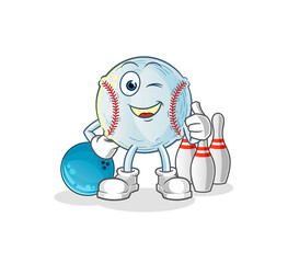 baseball play bowling illustration. character vector