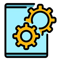 Repair service tablet icon. Outline repair service tablet vector icon color flat isolated