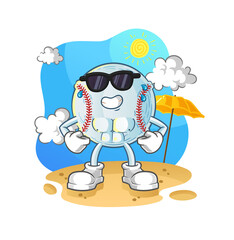 baseball sunbathing in summer. character vector