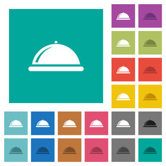 Food tray with gloss square flat multi colored icons