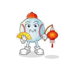Obraz premium baseball Chinese with lanterns illustration. character vector