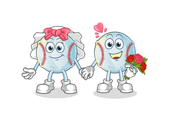 baseball wedding cartoon. cartoon mascot vector