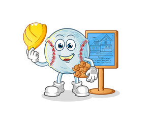 baseball Architect illustration. character vector