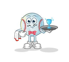 baseball waiter cartoon. cartoon mascot vector