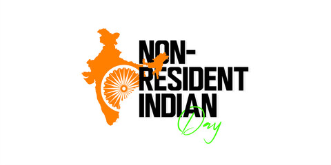 Fototapeta na wymiar Conceptual Banner Design for Non-Resident Indian Day. Editable Illustration of Indian Map.