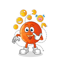 basketball laugh and mock character. cartoon mascot vector