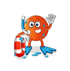 Obraz premium basketball swimmer with buoy mascot. cartoon vector